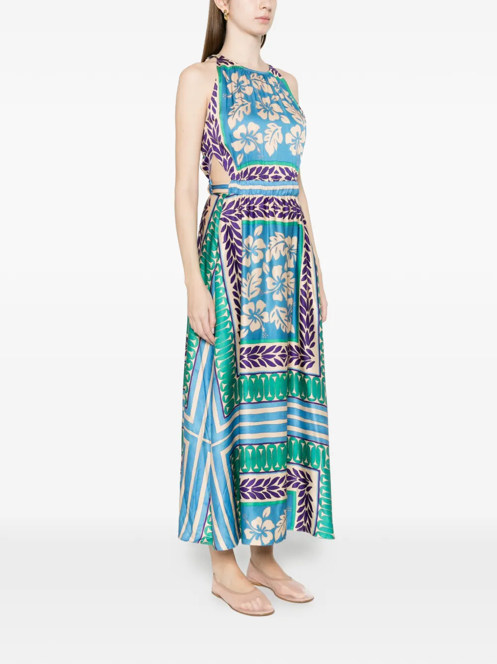 SANDRO Maxi-jurk met bloemenprint Blauw