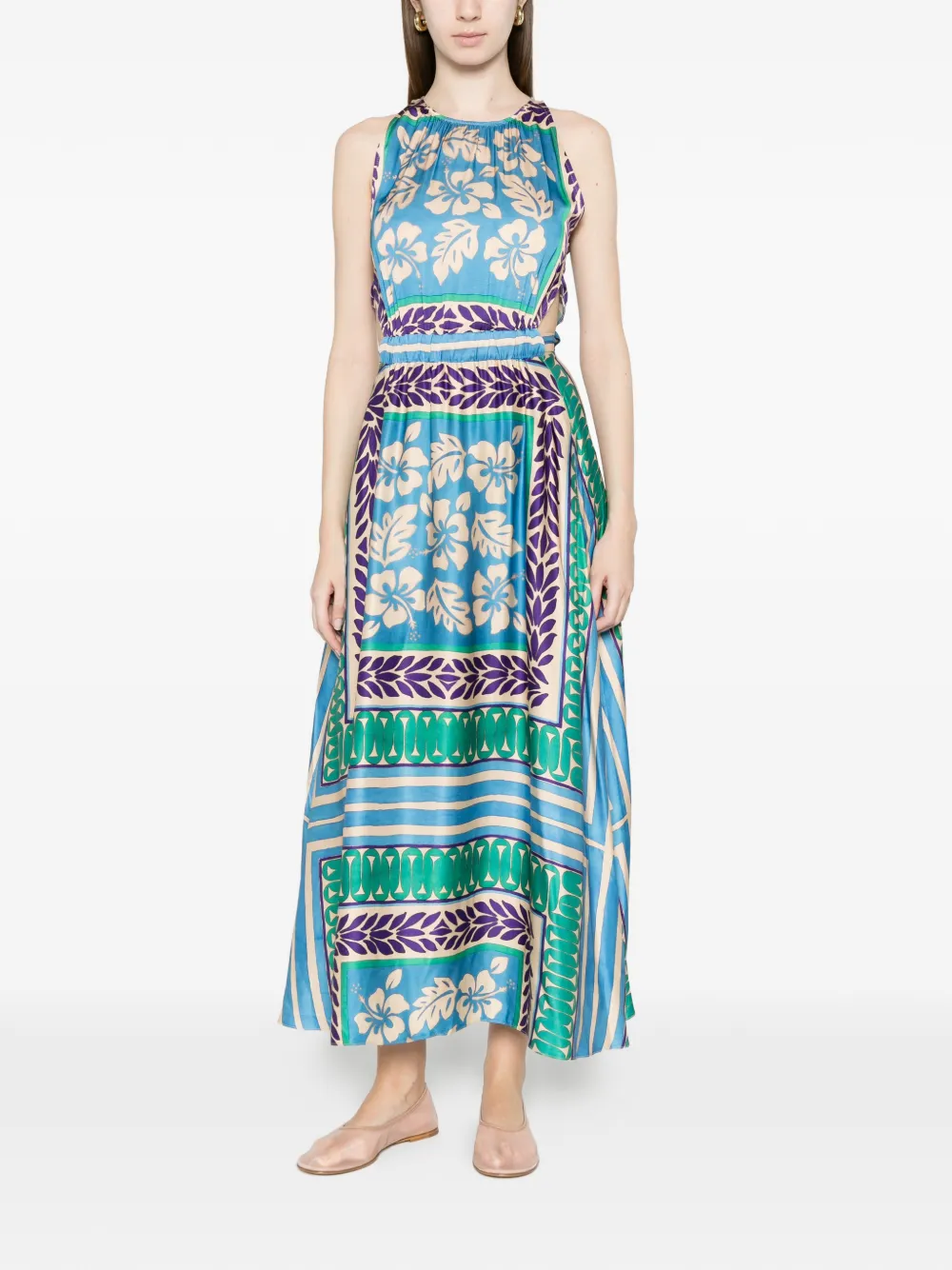 SANDRO Maxi-jurk met bloemenprint Blauw