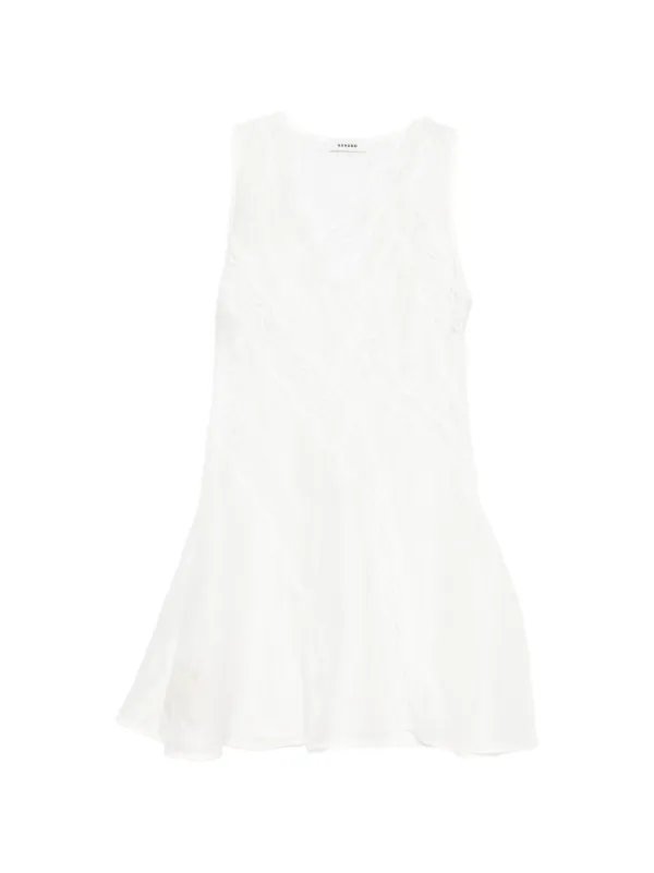 sandro white linen dress SANDRO Mini Trimmed Linen Dress | White
