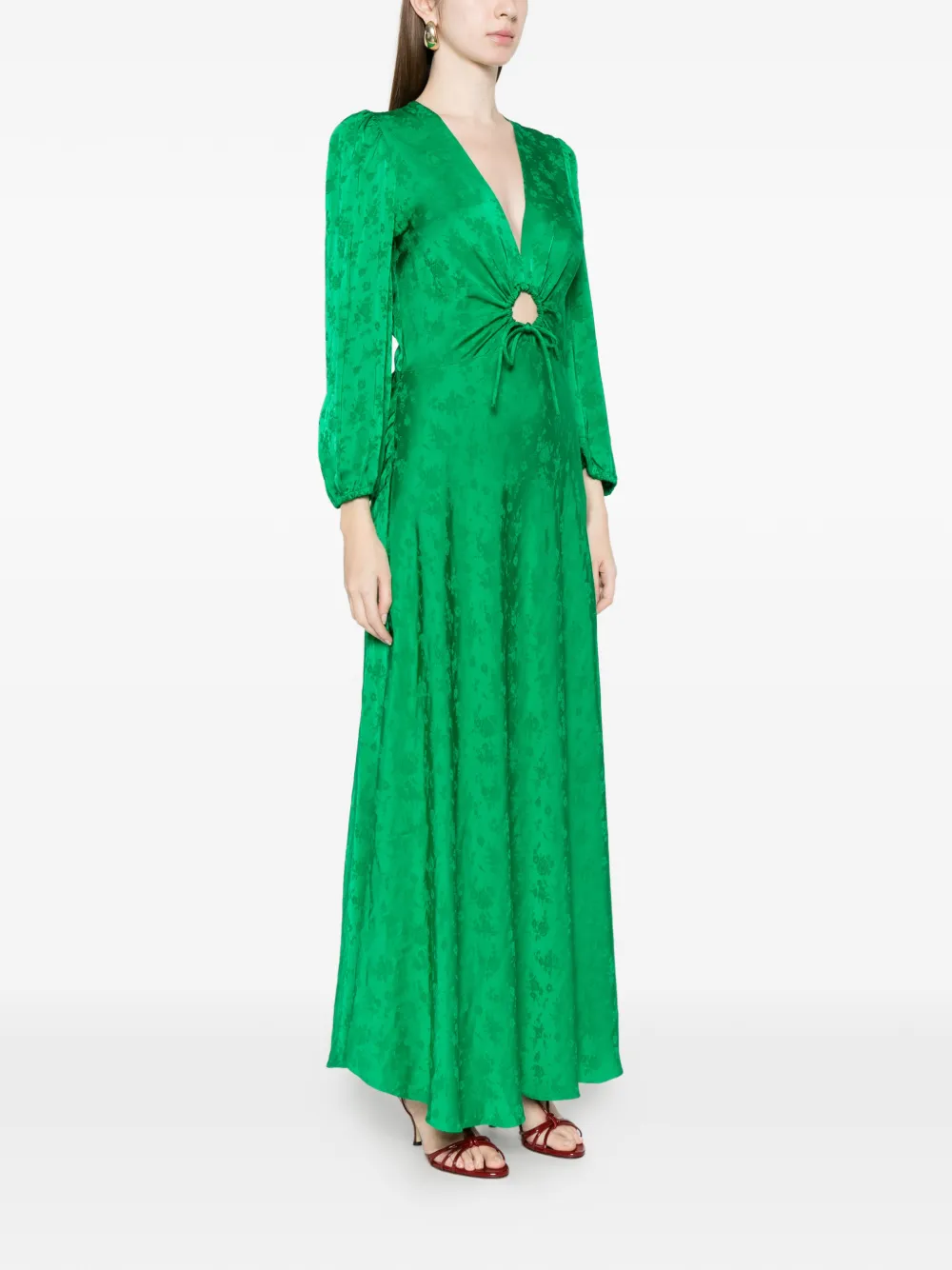 SANDRO Jurk met bloemenprint en gestrikt detail Groen