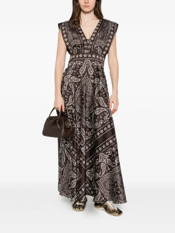 sandro bandana dress brown Sandro Bandana-print maxi dress