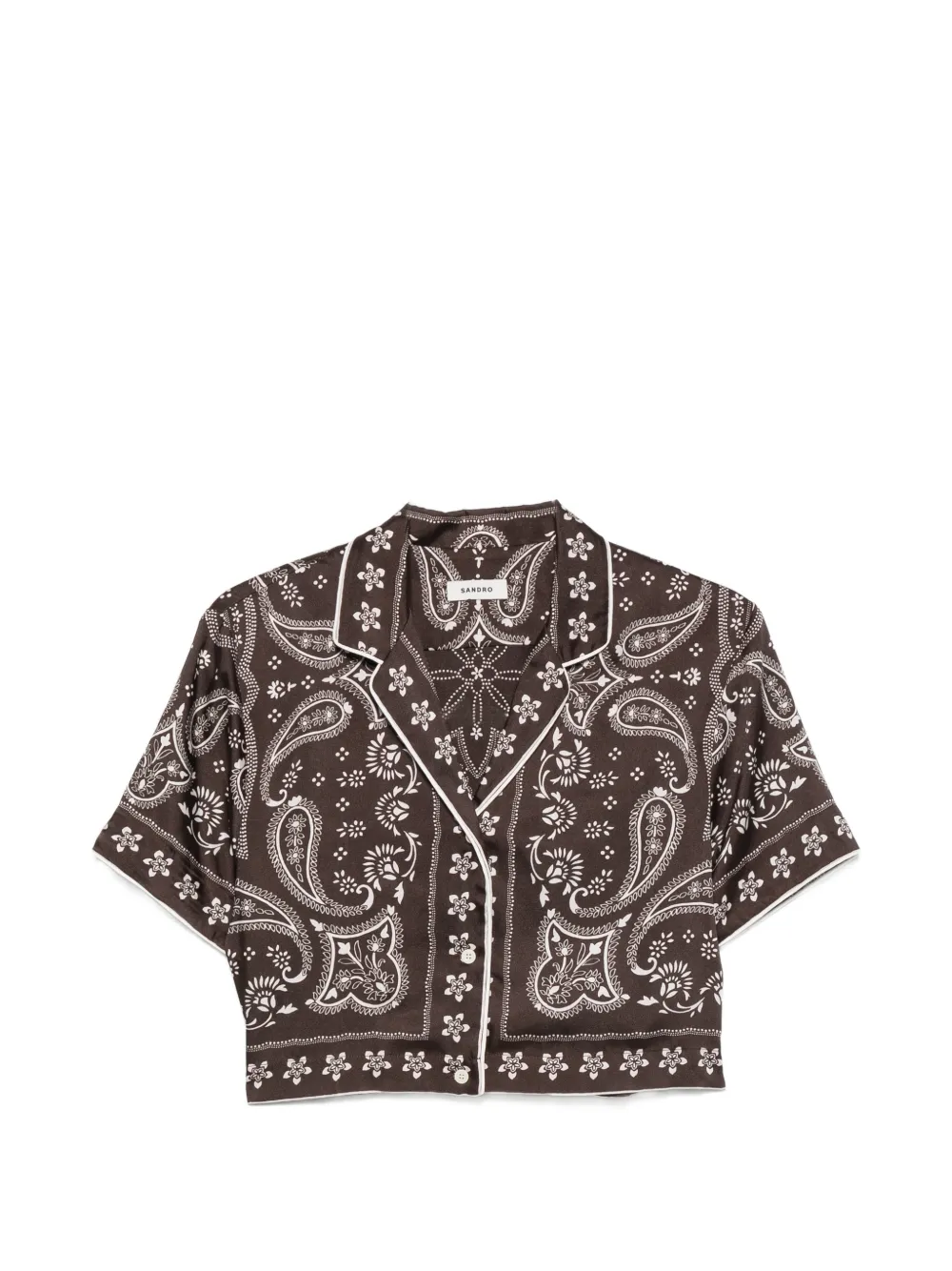 SANDRO paisley-print cropped shirt - Braun