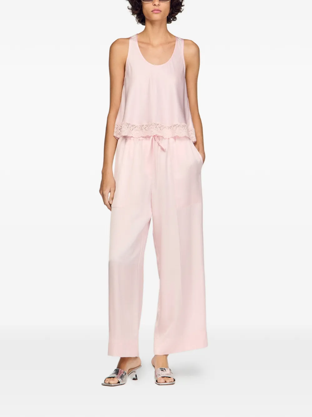  Sandro Lace-band Tank Top - Pink 