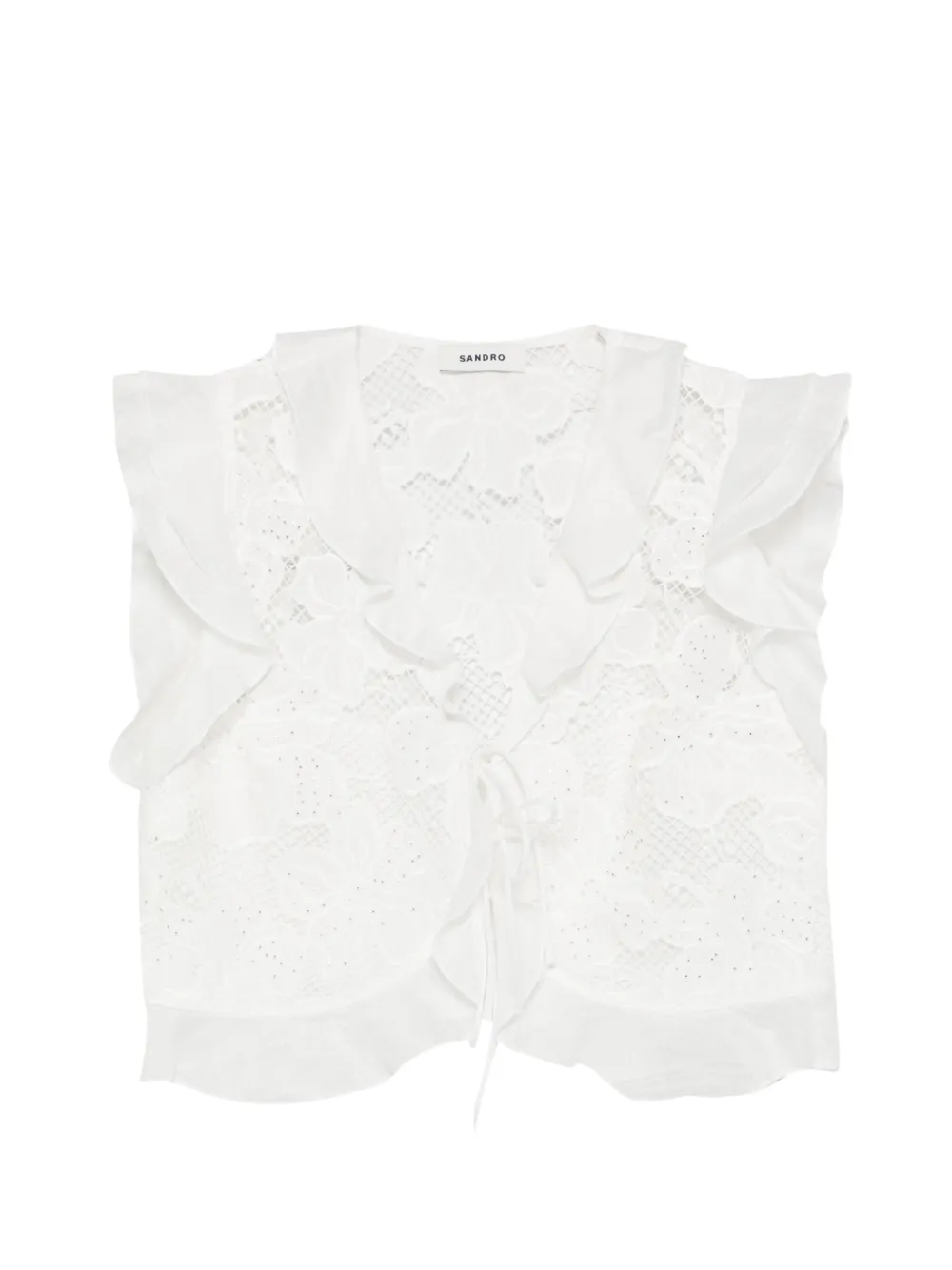 SANDRO Blusa con ruches - Bianco