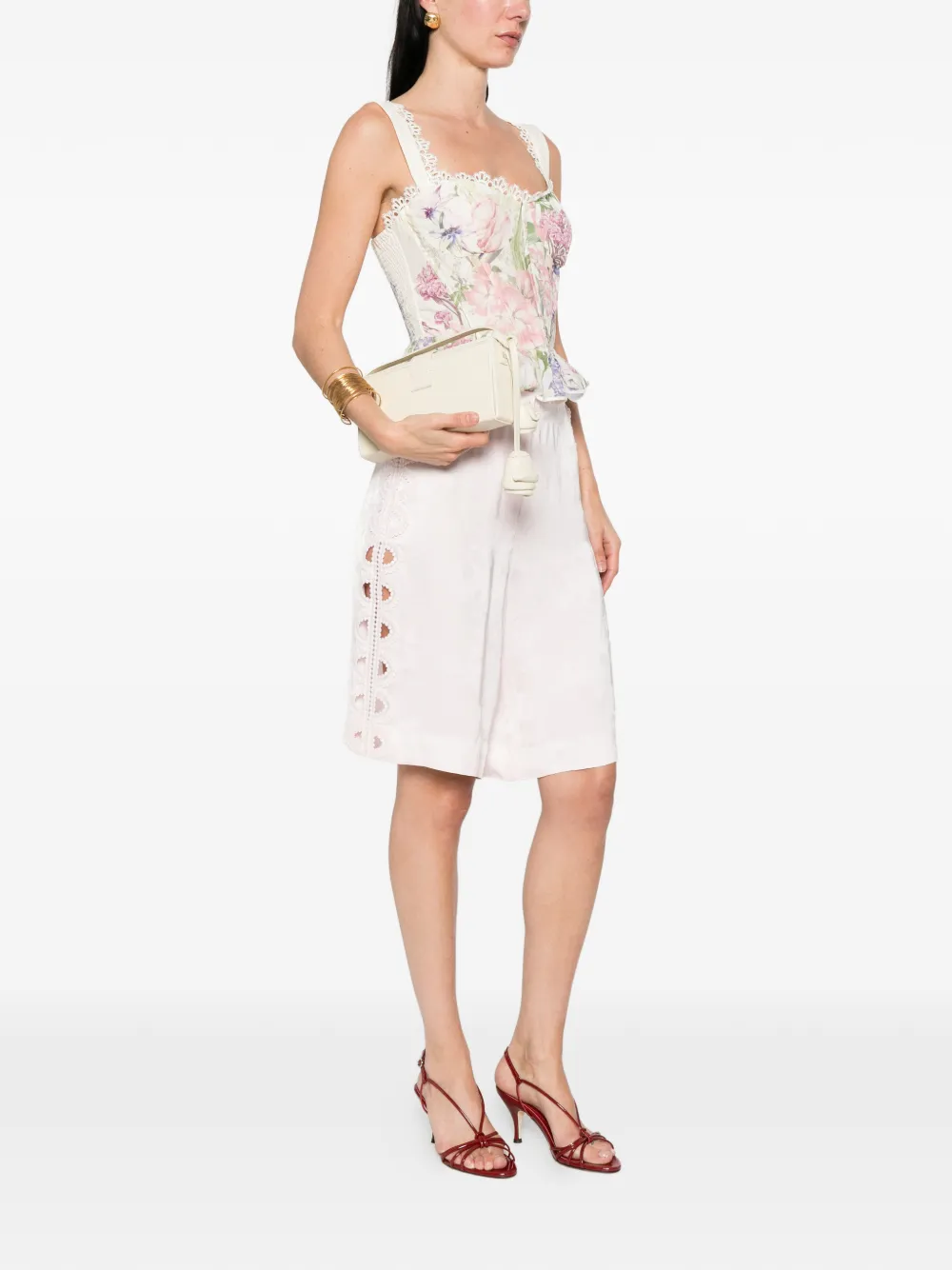 SANDRO Shorts met afwerking van kant Roze