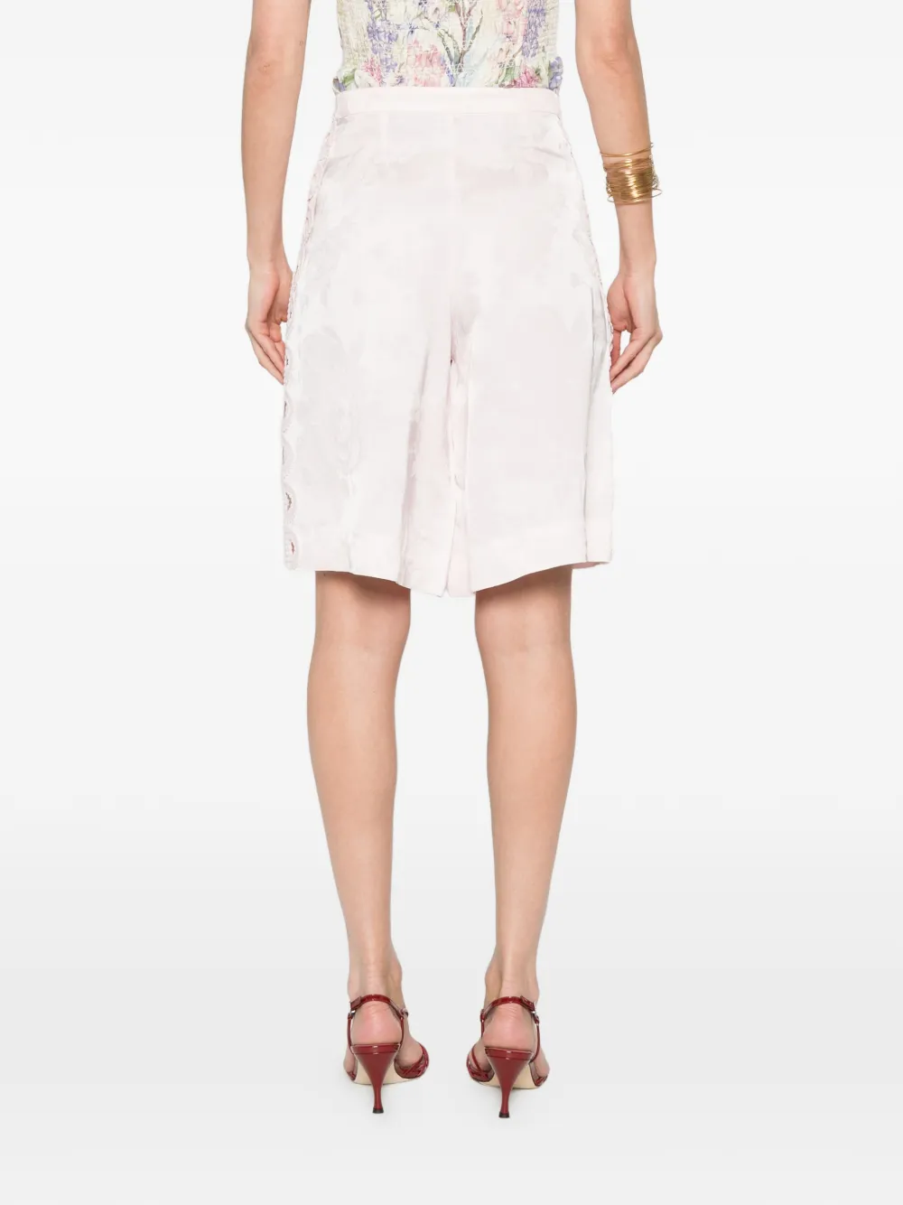 SANDRO Shorts met afwerking van kant Roze
