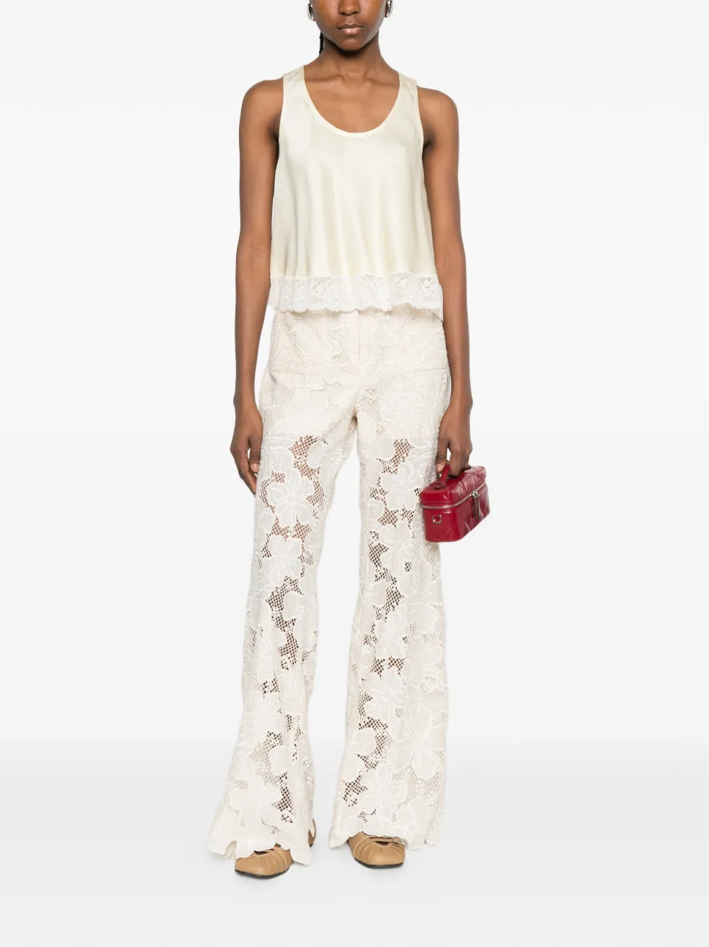  Sandro Sleeveless Lace-detail Top - Yellow 