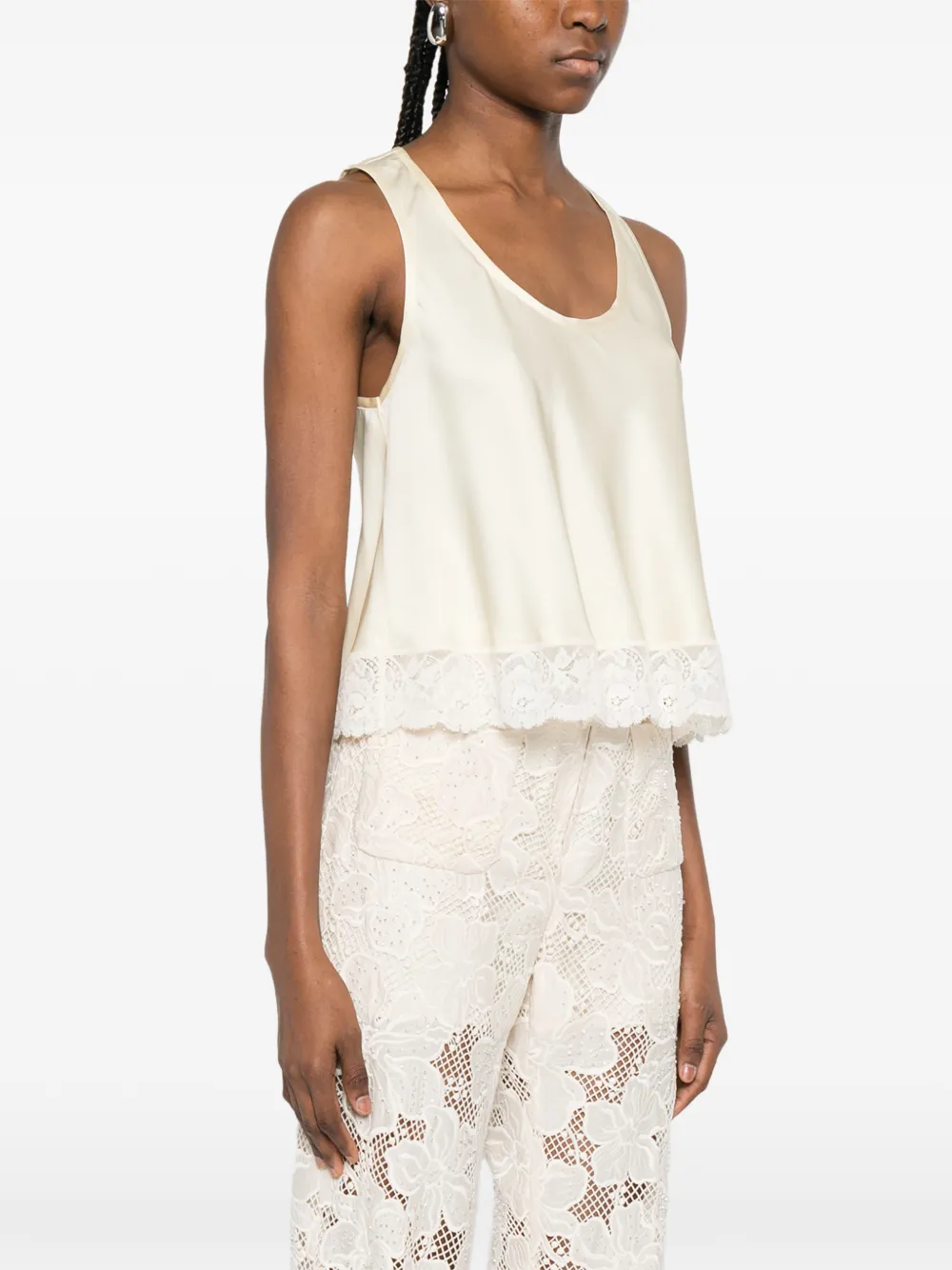  Sandro Sleeveless Lace-detail Top - Yellow 