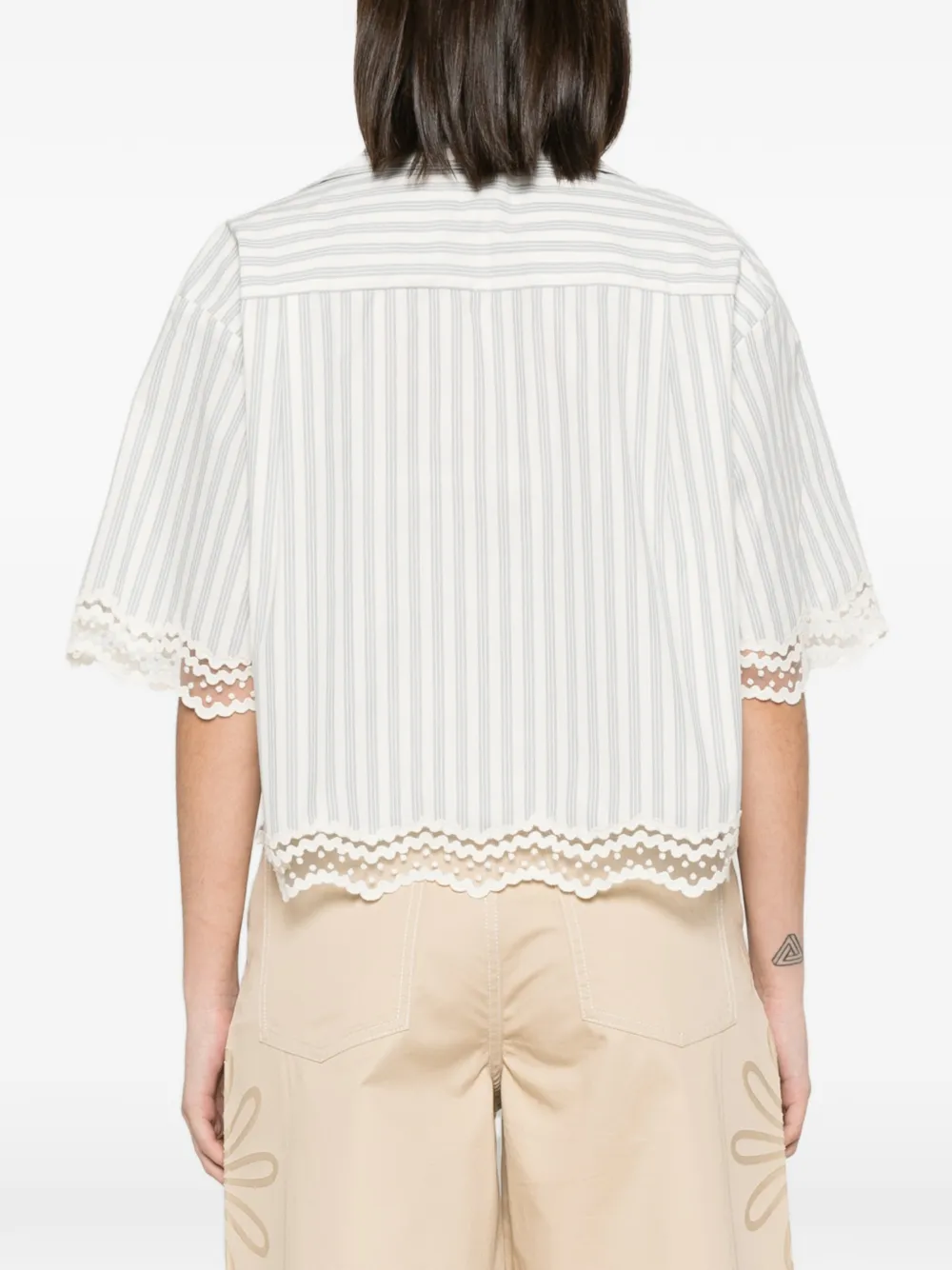 SANDRO Blouse met kant Beige