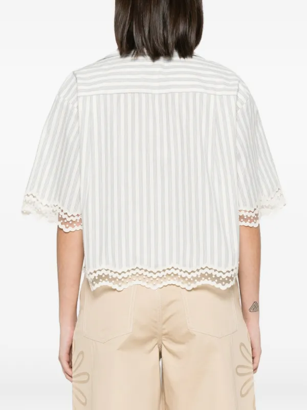 SANDRO レーストリム ストライプ シャツ | ニュートラル | FARFETCH JP