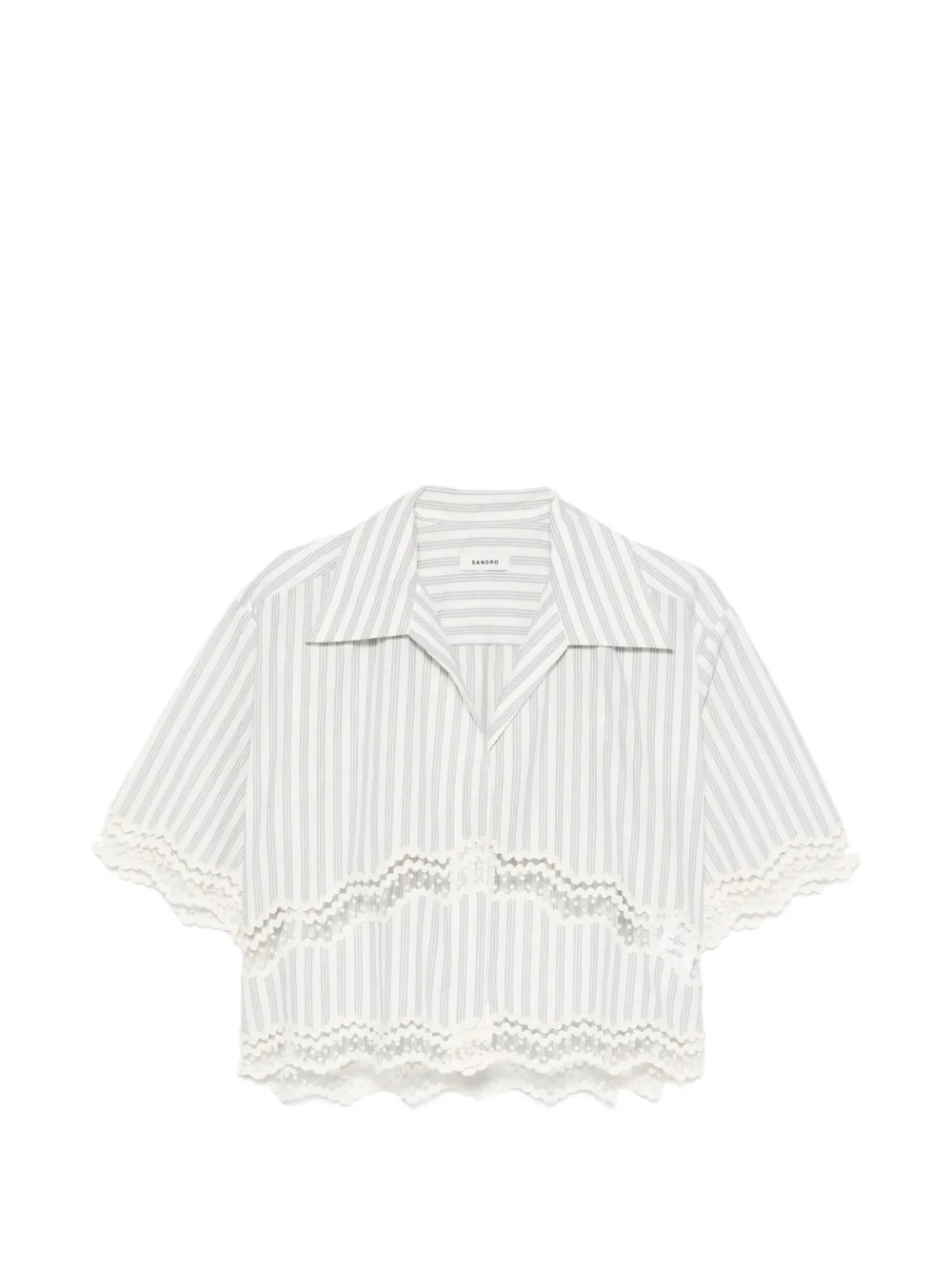 SANDRO lace-trim striped shirt - Nude