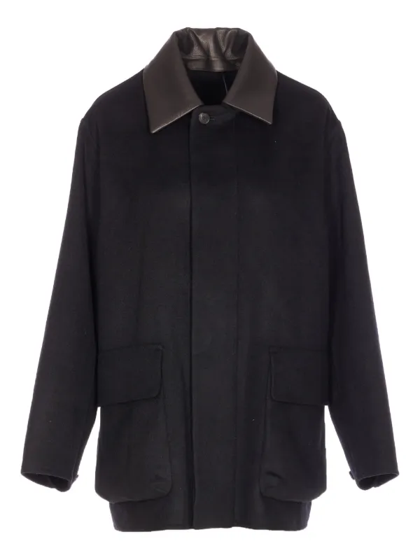 Auralee Point-collar Coat in Black