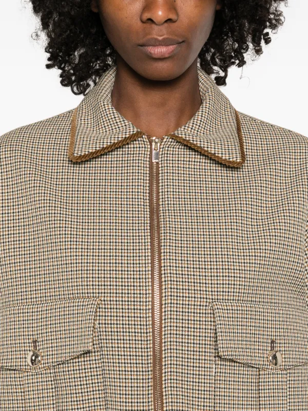 Maje Jaqueta Bomber Xadrez Com Bolsos | Marrom | FARFETCH BR