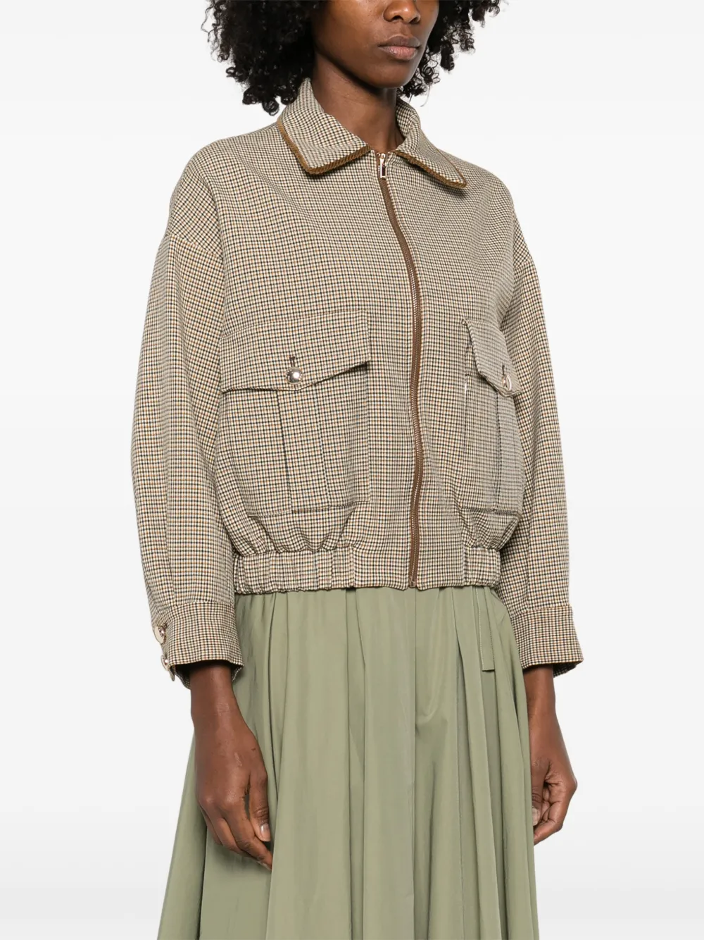  Maje Checks Pocket Jacket - Brown 