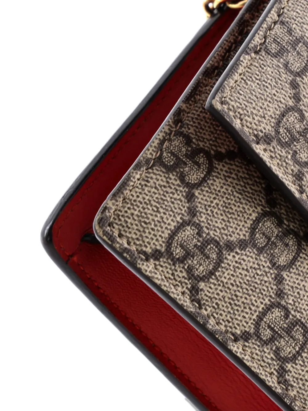 GUCCI Pre-owned Cherries Wallet On Chain Gg Coated Canvas Mini Crossbody Bag In Brown