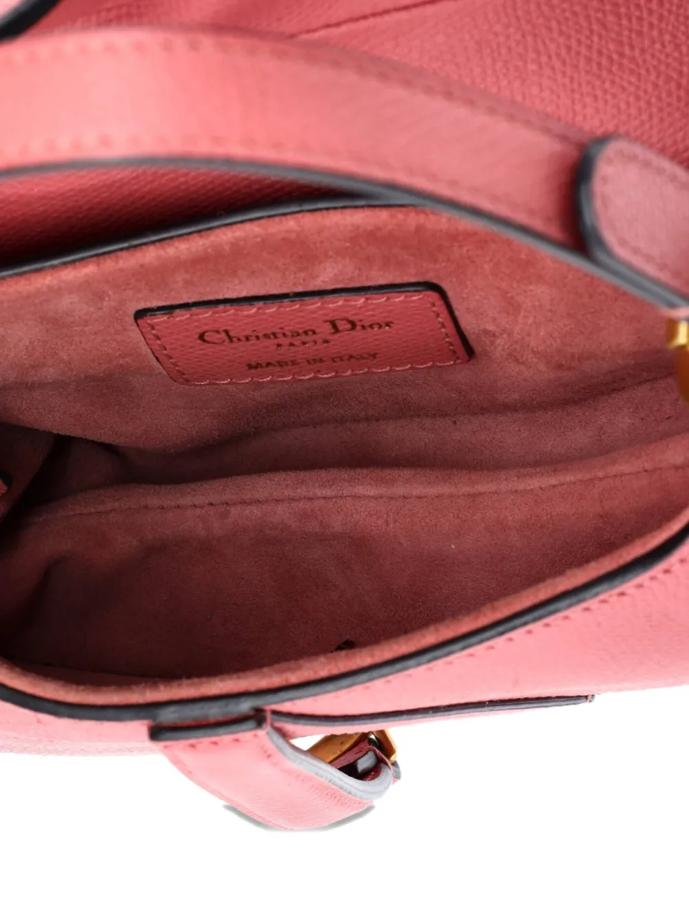 DIOR Pre-owned Saddle Handbag Leather Mini Shoulder Bag In Pink