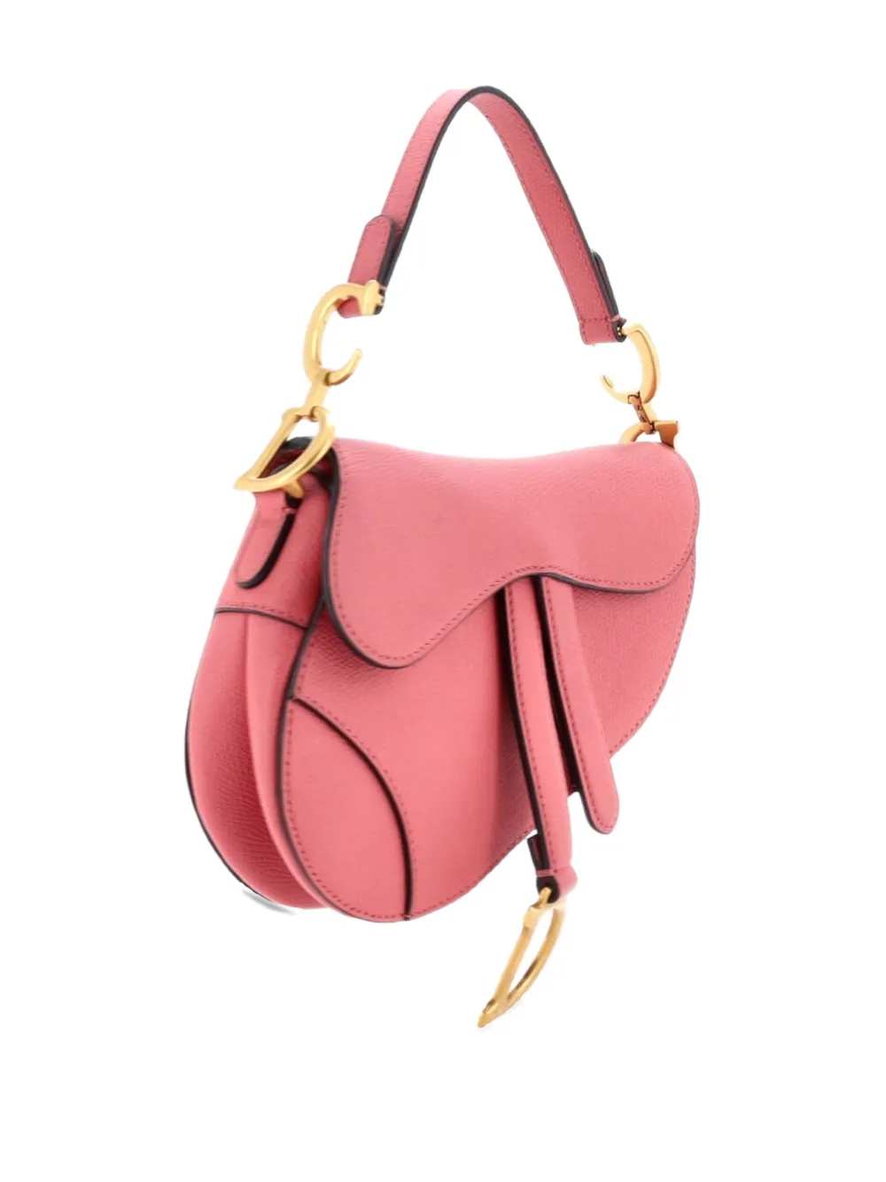 DIOR Pre-owned Saddle Handbag Leather Mini Shoulder Bag In Pink
