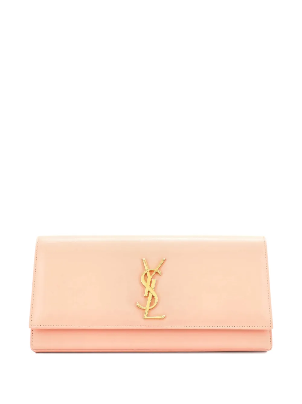Pre-owned Saint Laurent Classic Monogram Leather Long Clutch Bag In Pink