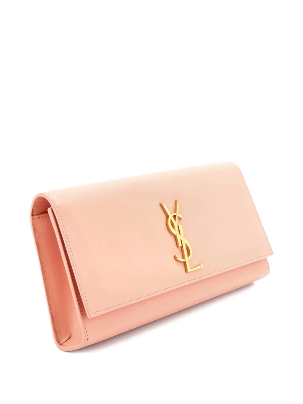 Pre-owned Saint Laurent Classic Monogram Leather Long Clutch Bag In Pink
