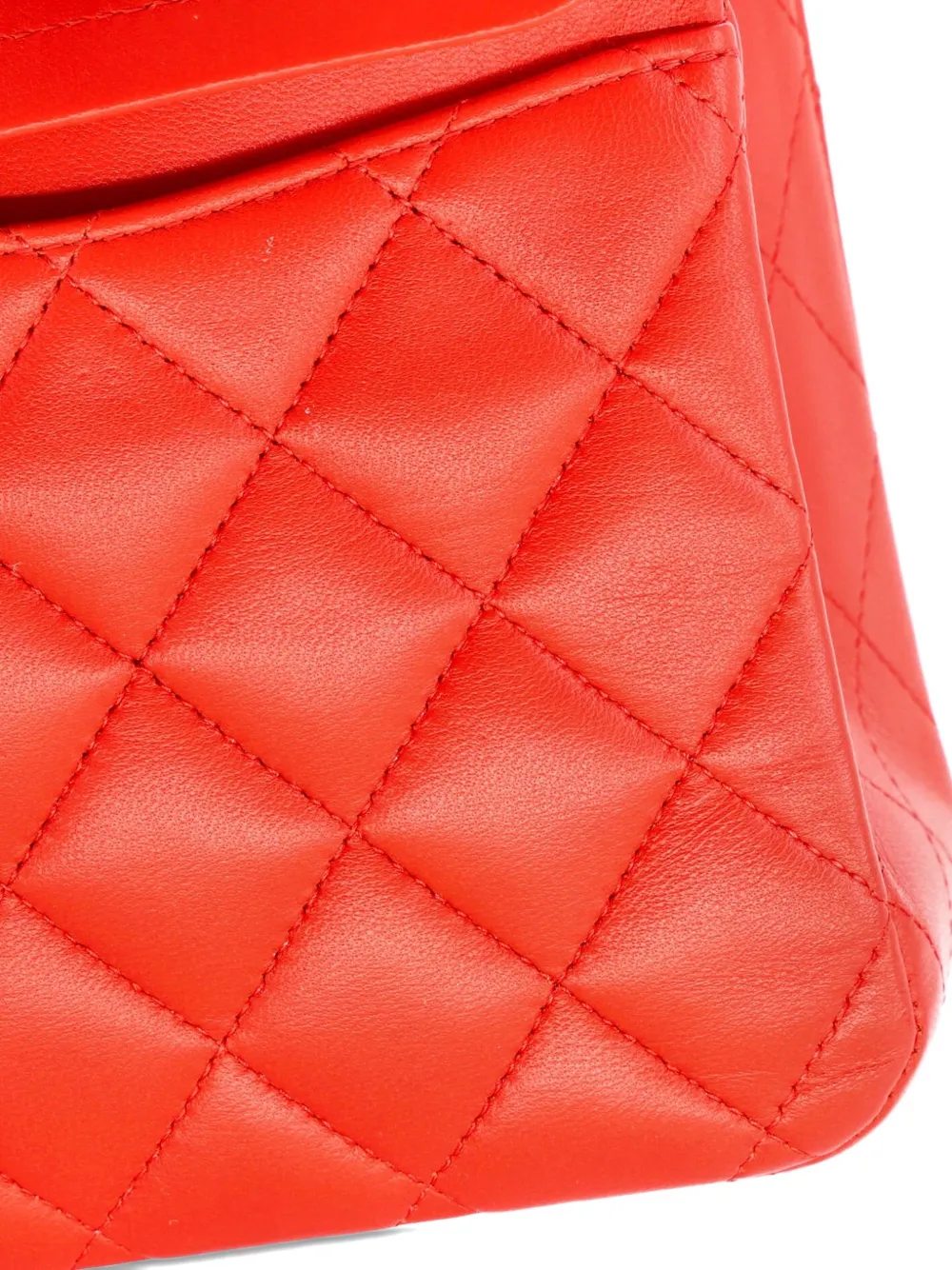 Pre-owned Chanel Classic Double Flap Bag Quilted Lambskin Medium Shoulder Bag In Red