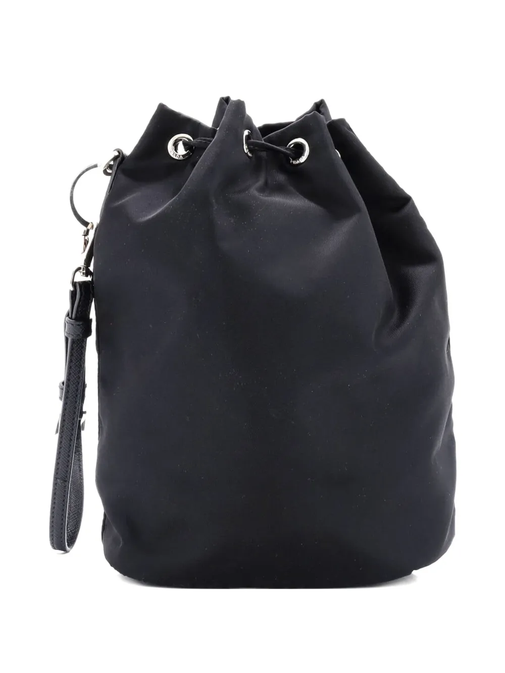 PRADA Pre-owned Drawstring Wristlet Tessuto Small Bucket Bag In Black