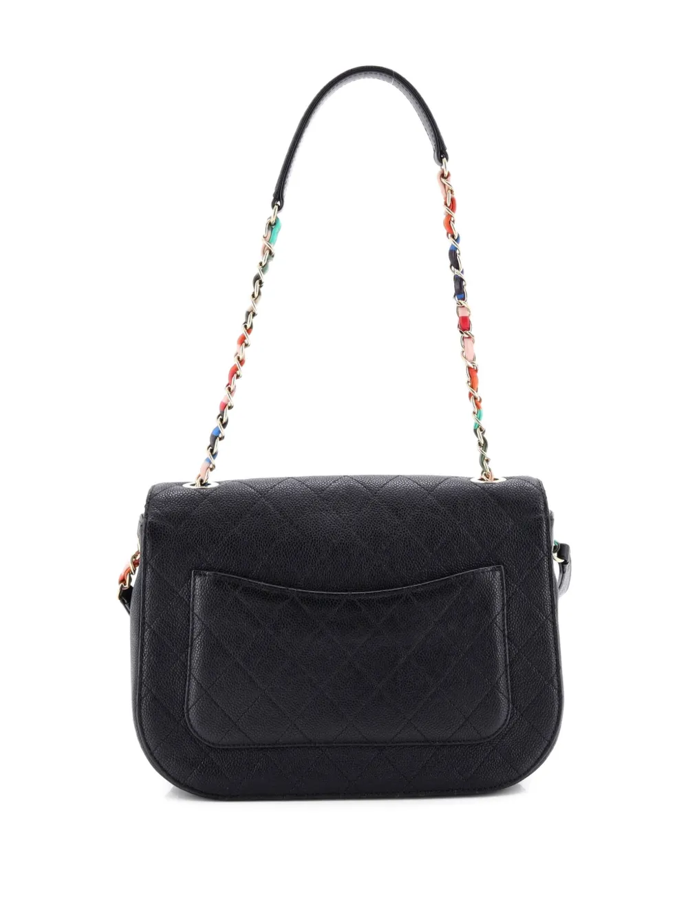 Pre-owned Chanel Thread Around Flap Bag Quilted Caviar Medium Shoulder Bag In Black