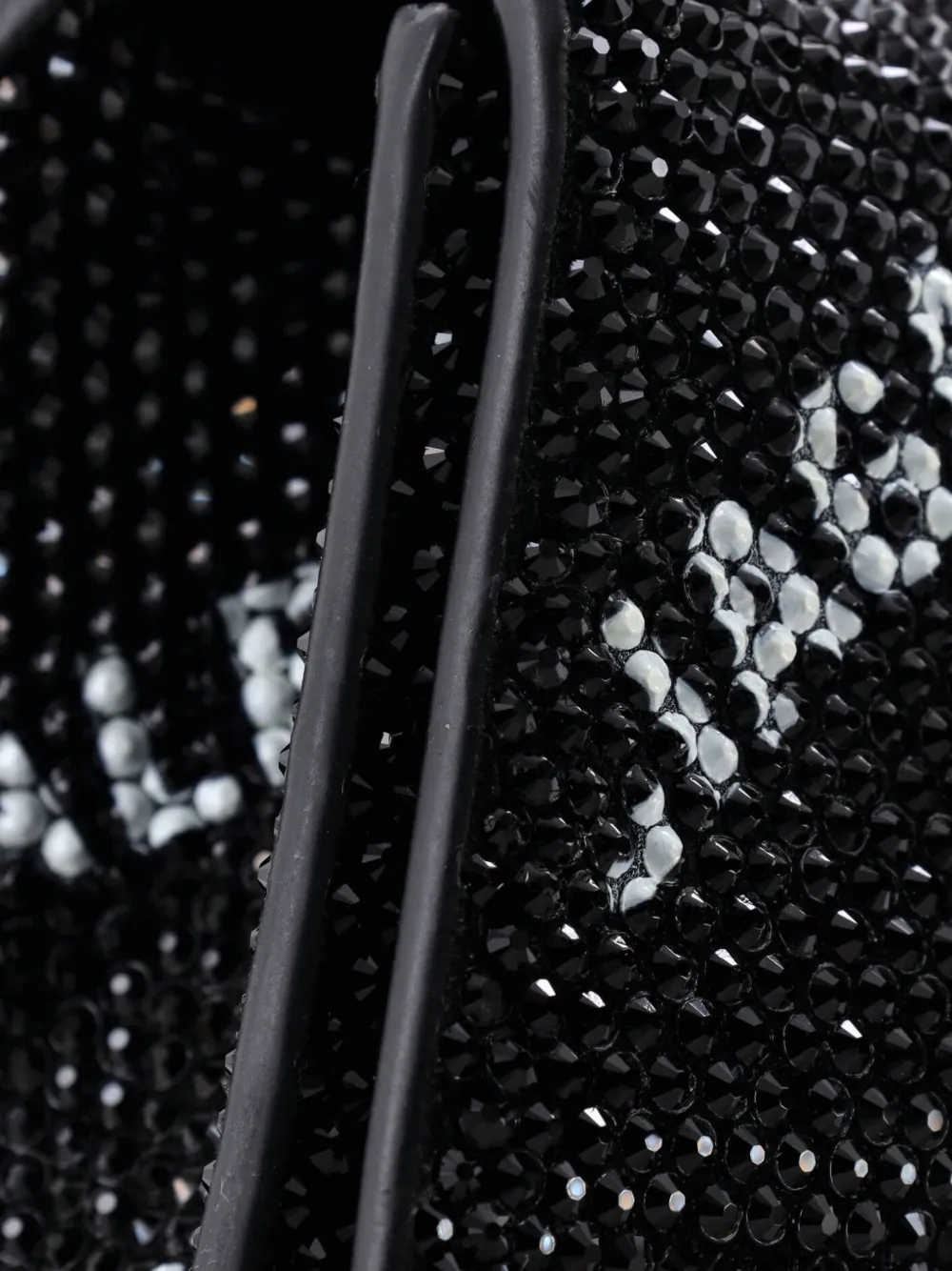 Pre-owned Balenciaga Hourglass Top Handle Bag Suede And Allover Logo Crystals Xs Satchel In Black