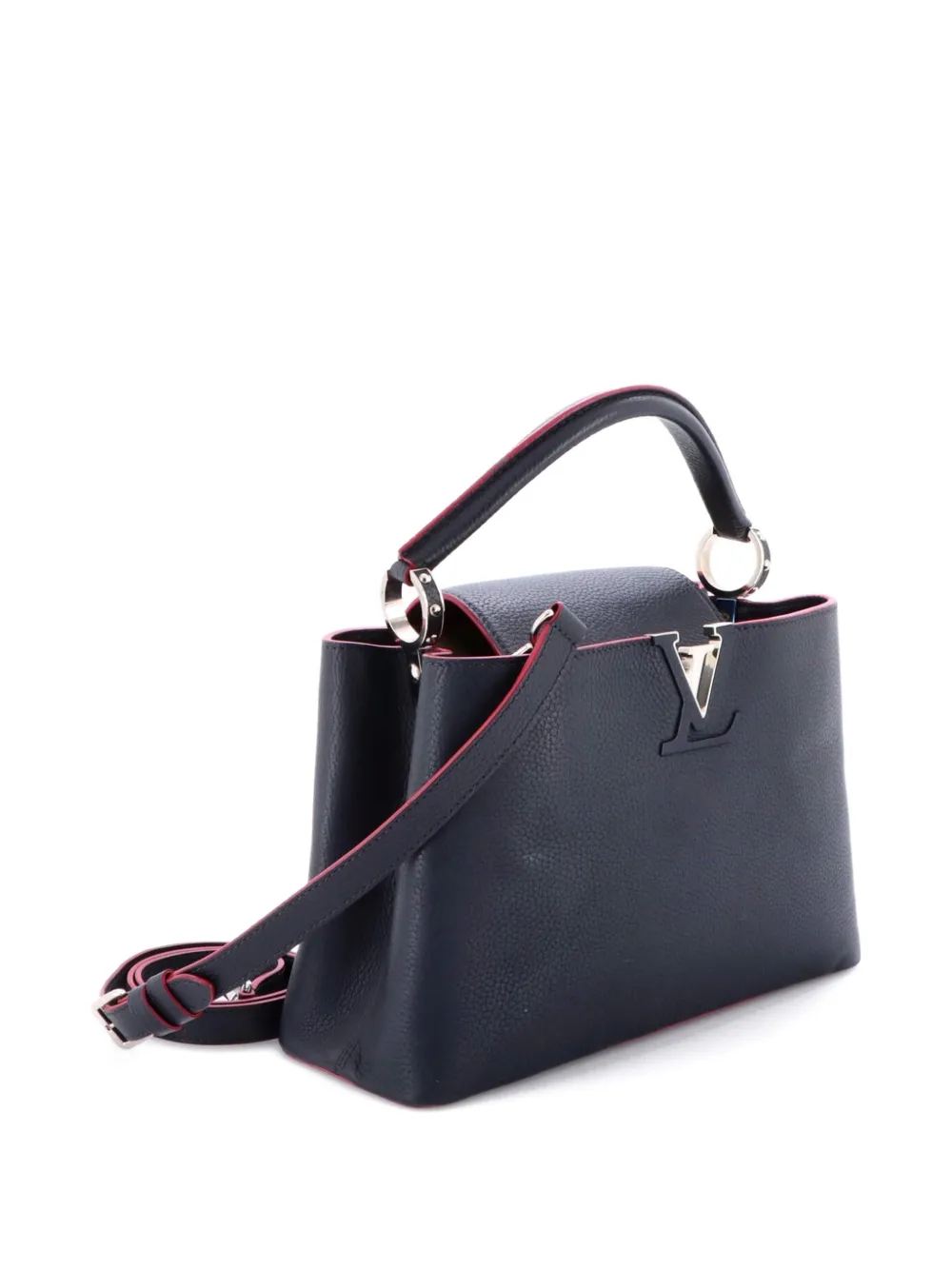 Pre-owned Louis Vuitton Capucines Bag Leather Pm Satchel In Blue