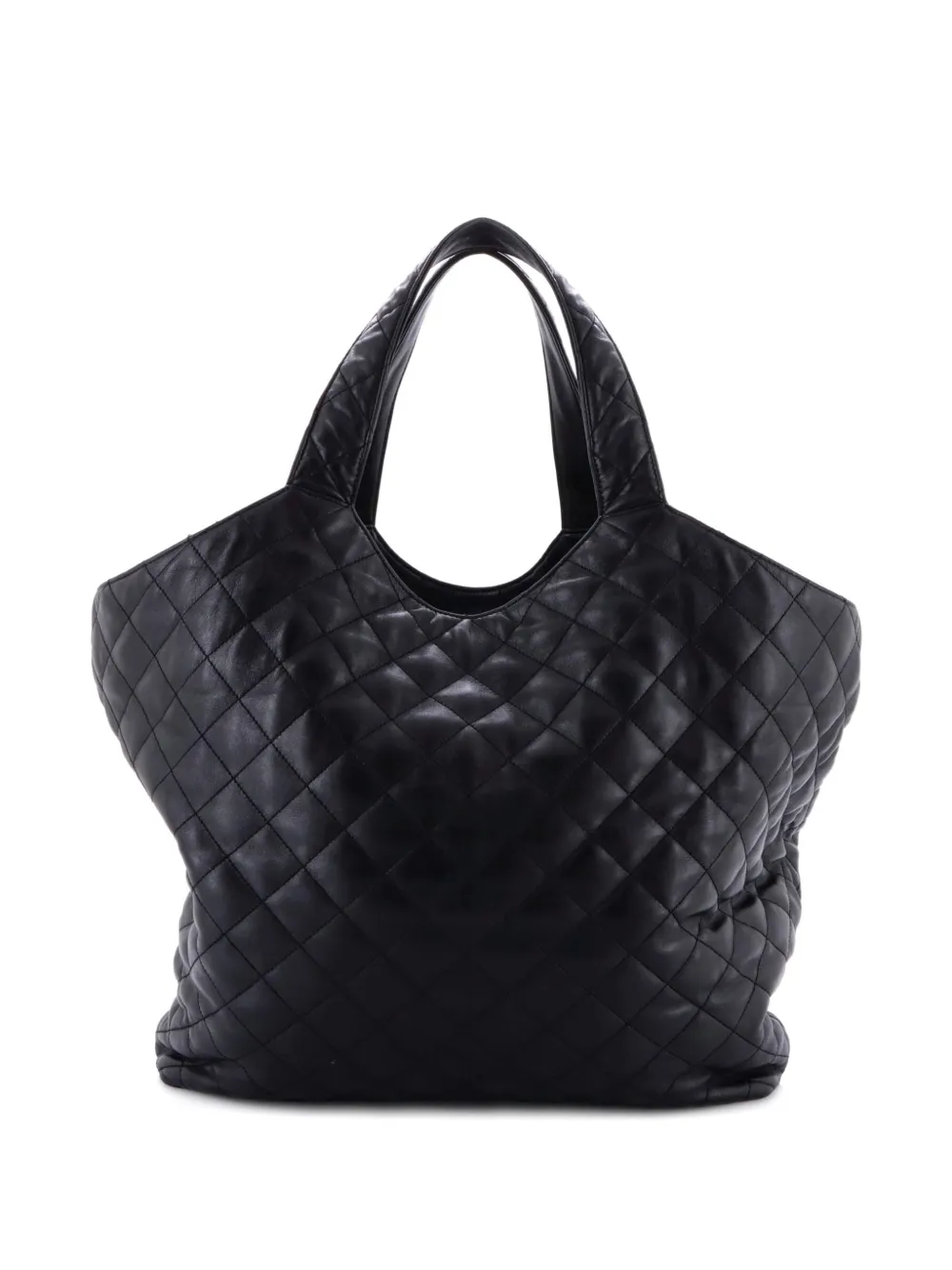 Pre-owned Saint Laurent Icare Shopping Quilted Leather Maxi Tote Bag In Black