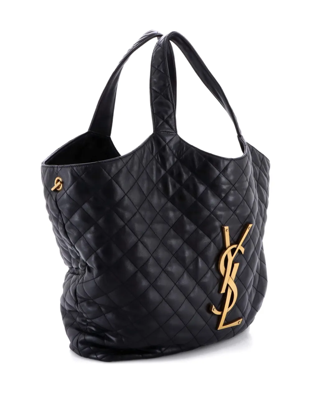 Pre-owned Saint Laurent Icare Shopping Quilted Leather Maxi Tote Bag In Black