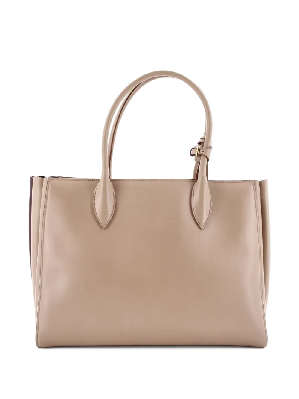 PRADA Pre-owned Soft Bibliotheque City Calfskin Medium Tote Bag In Neutral