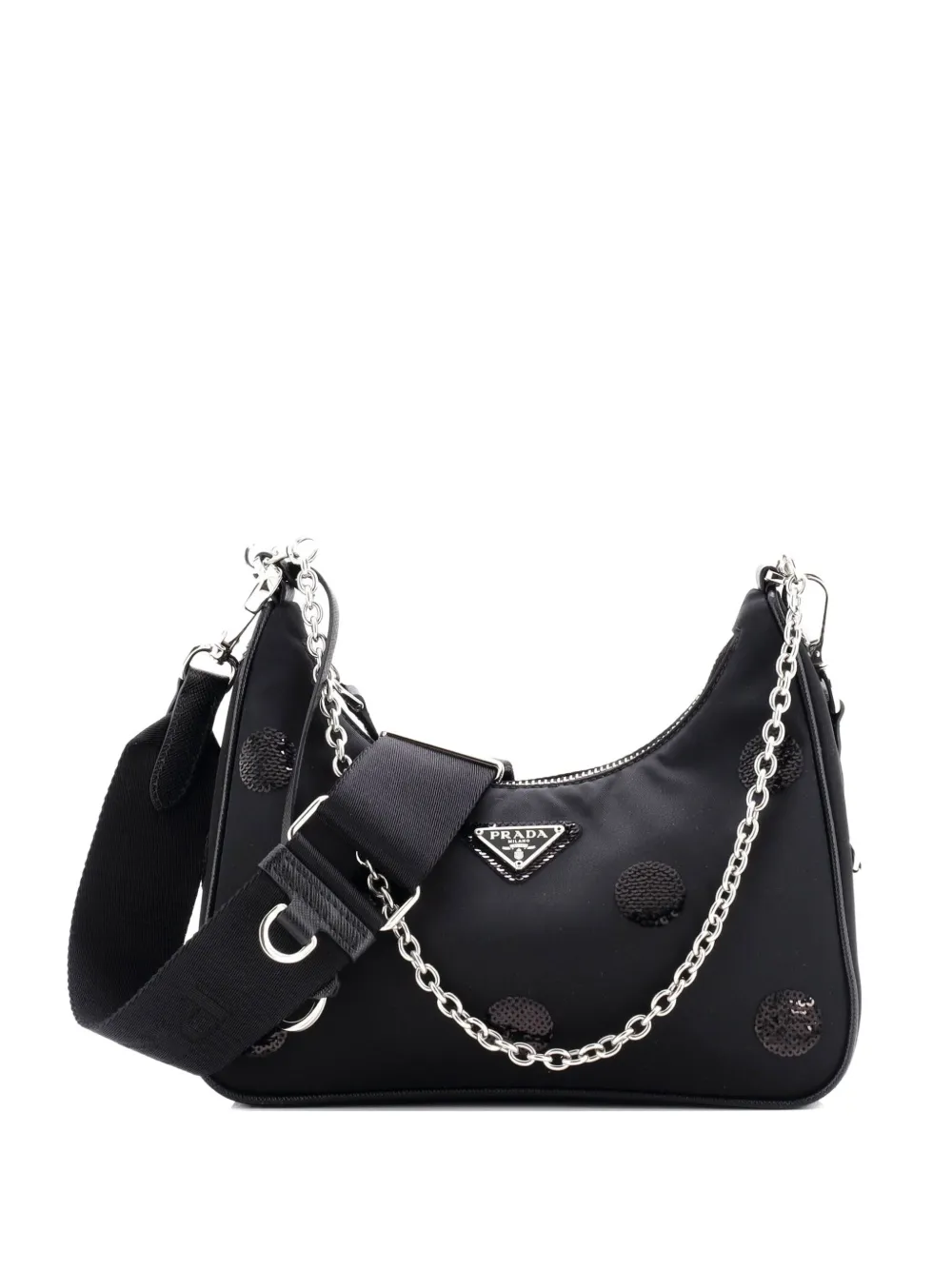 Prada Pre-Owned Re-Edition 2005 Sequin Embellished Tessuto Small shoulder bag | Black | Image 1