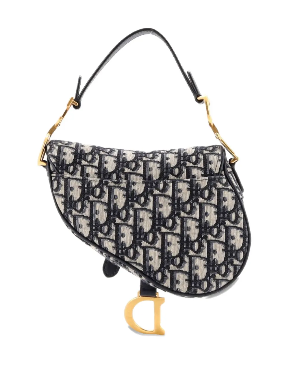 Pre-owned Dior Saddle Handbag Oblique Canvas Mini Shoulder Bag In Blue