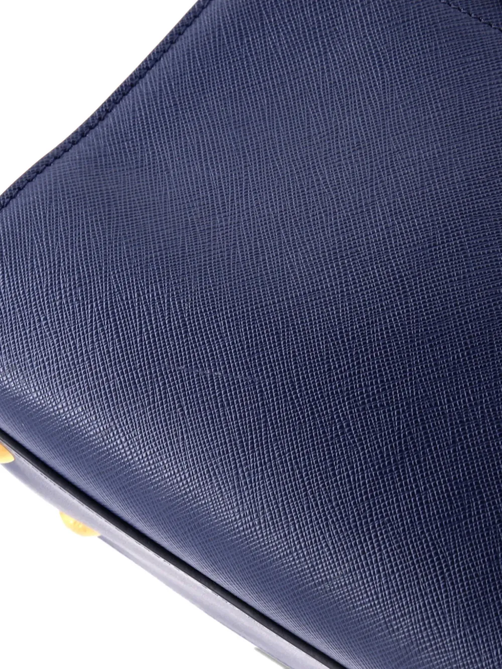 Pre-owned Prada Bibliotheque Saffiano With City Calf Small Tote Bag In Blue