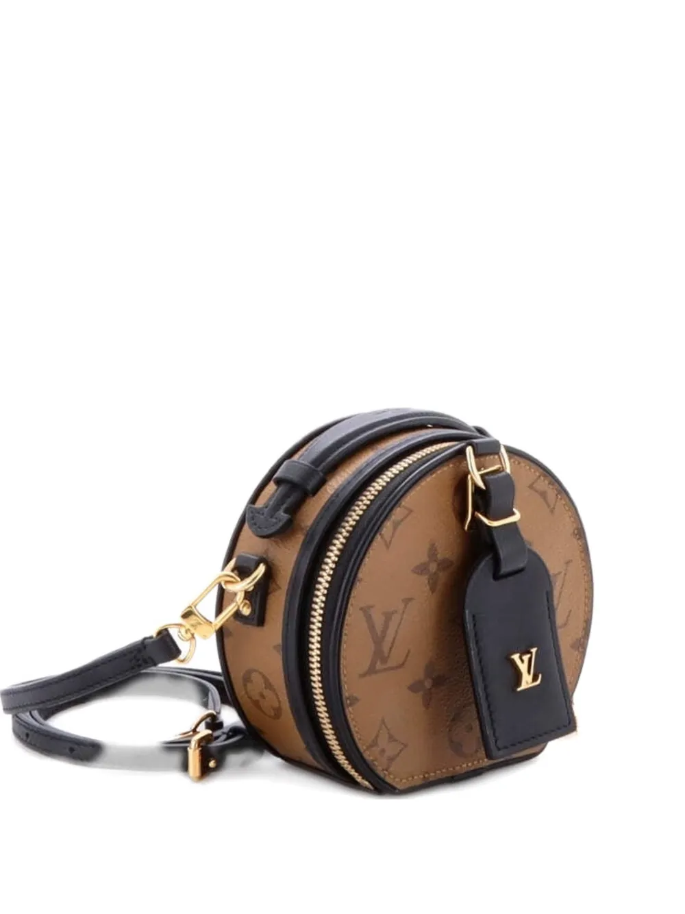 Pre-owned Louis Vuitton Mini Boite Chapeau Bag Reverse Monogram Canvas Crossbody Bag In Brown