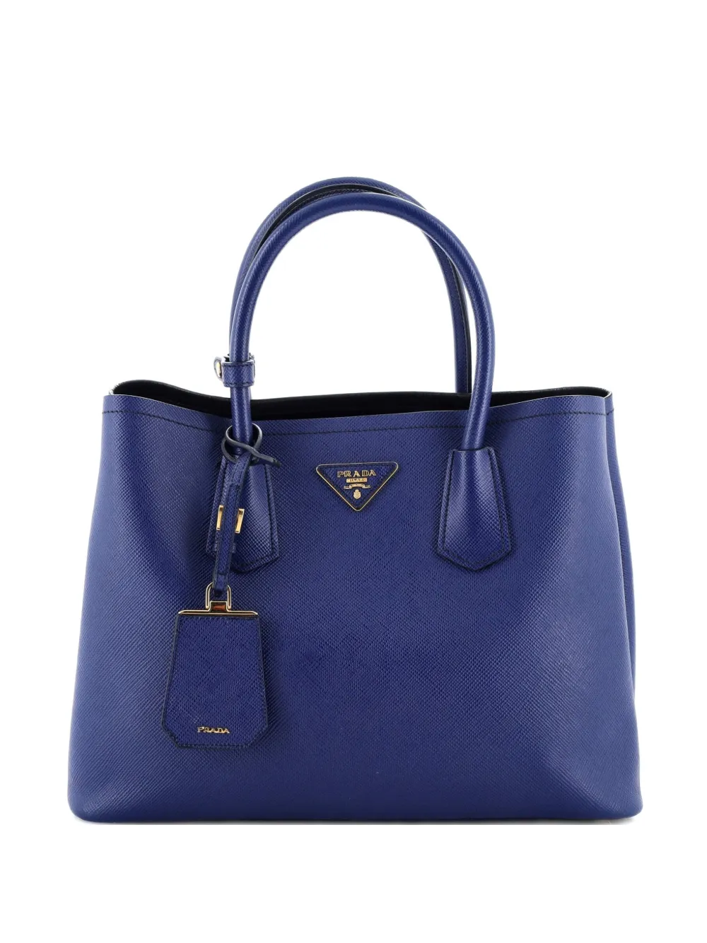 Click to view more detailed imagery on our partner's website Pre-owned Prada Cuir Double Saffiano Leather Medium Tote Bag In Blue