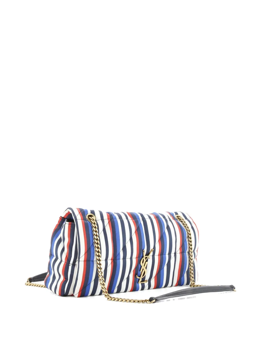 Pre-owned Saint Laurent Jamie Flap Bag Quilted Printed Silk Medium Shoulder Bag In Multi