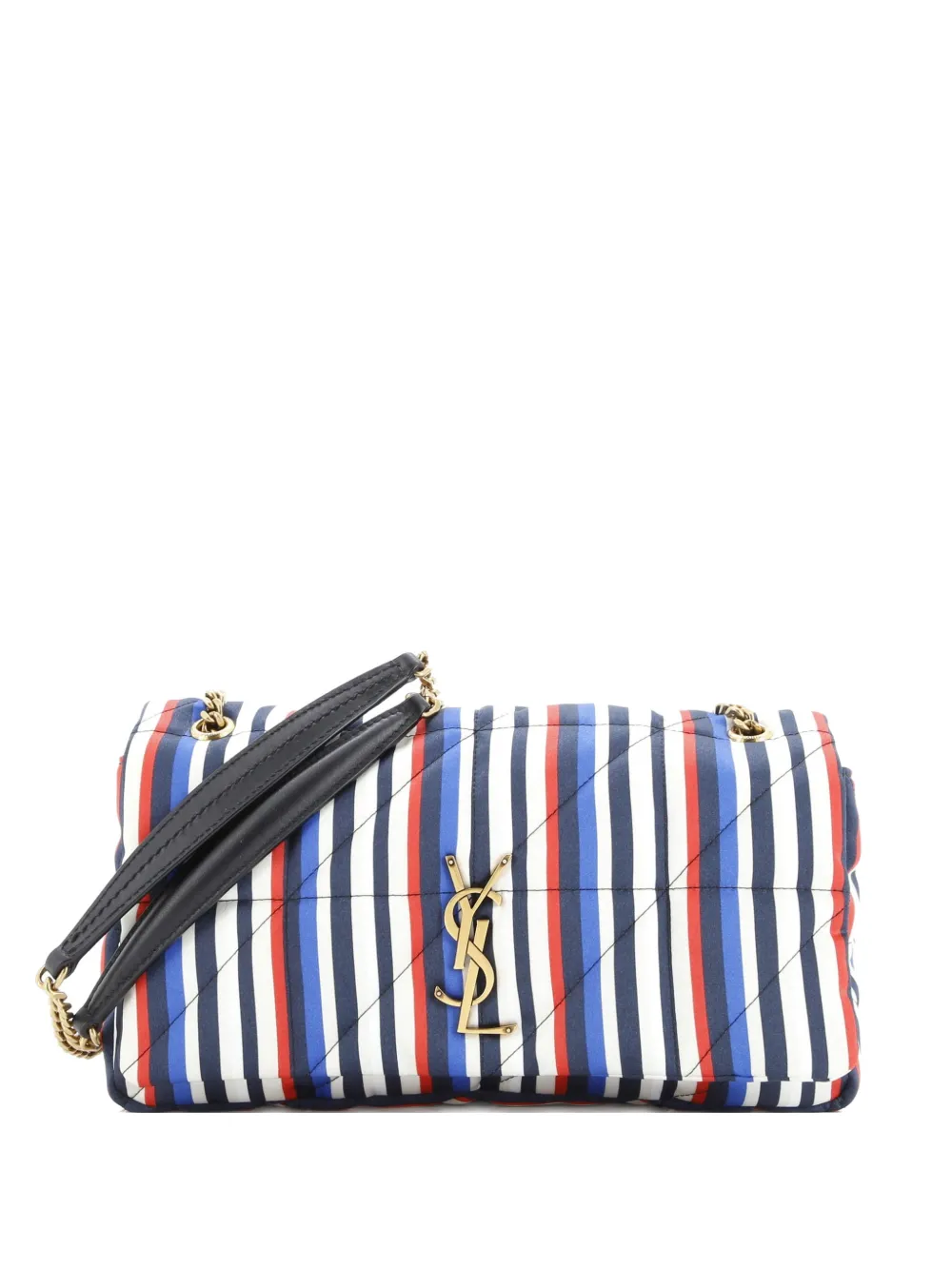 Pre-owned Saint Laurent Jamie Flap Bag Quilted Printed Silk Medium Shoulder Bag In Multi