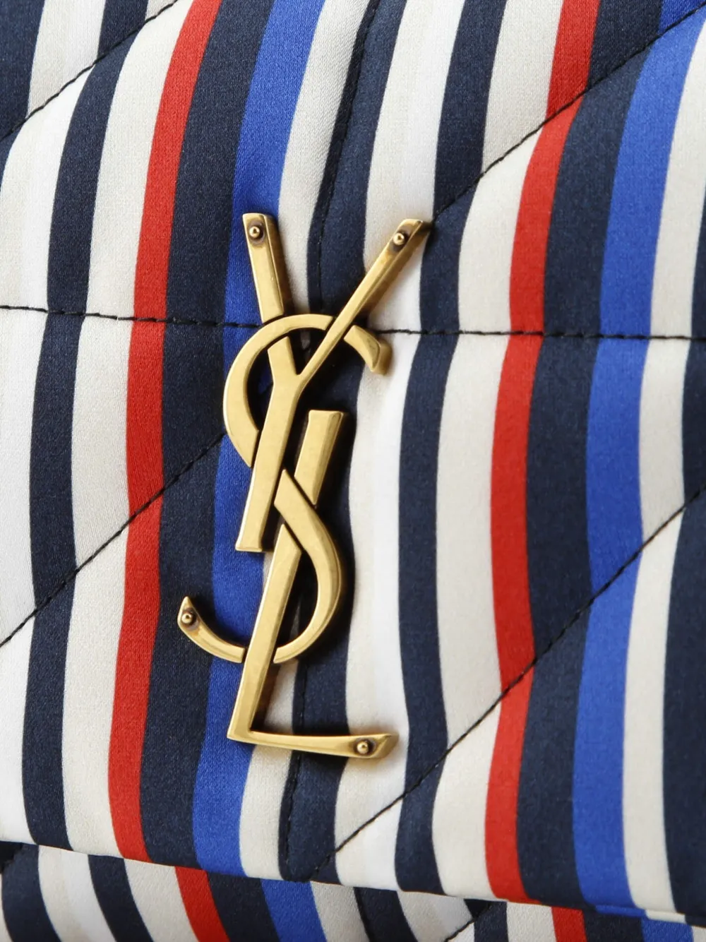 Pre-owned Saint Laurent Jamie Flap Bag Quilted Printed Silk Medium Shoulder Bag In Multi