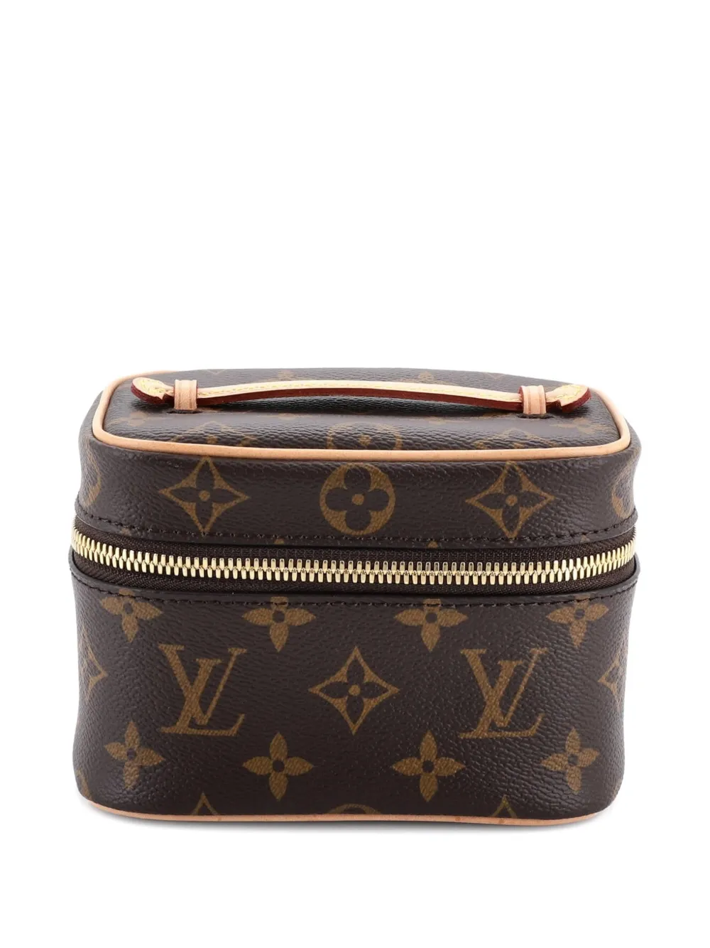 Pre-owned Louis Vuitton Nice Vanity Case Monogram Canvas Nano Pouch In Brown
