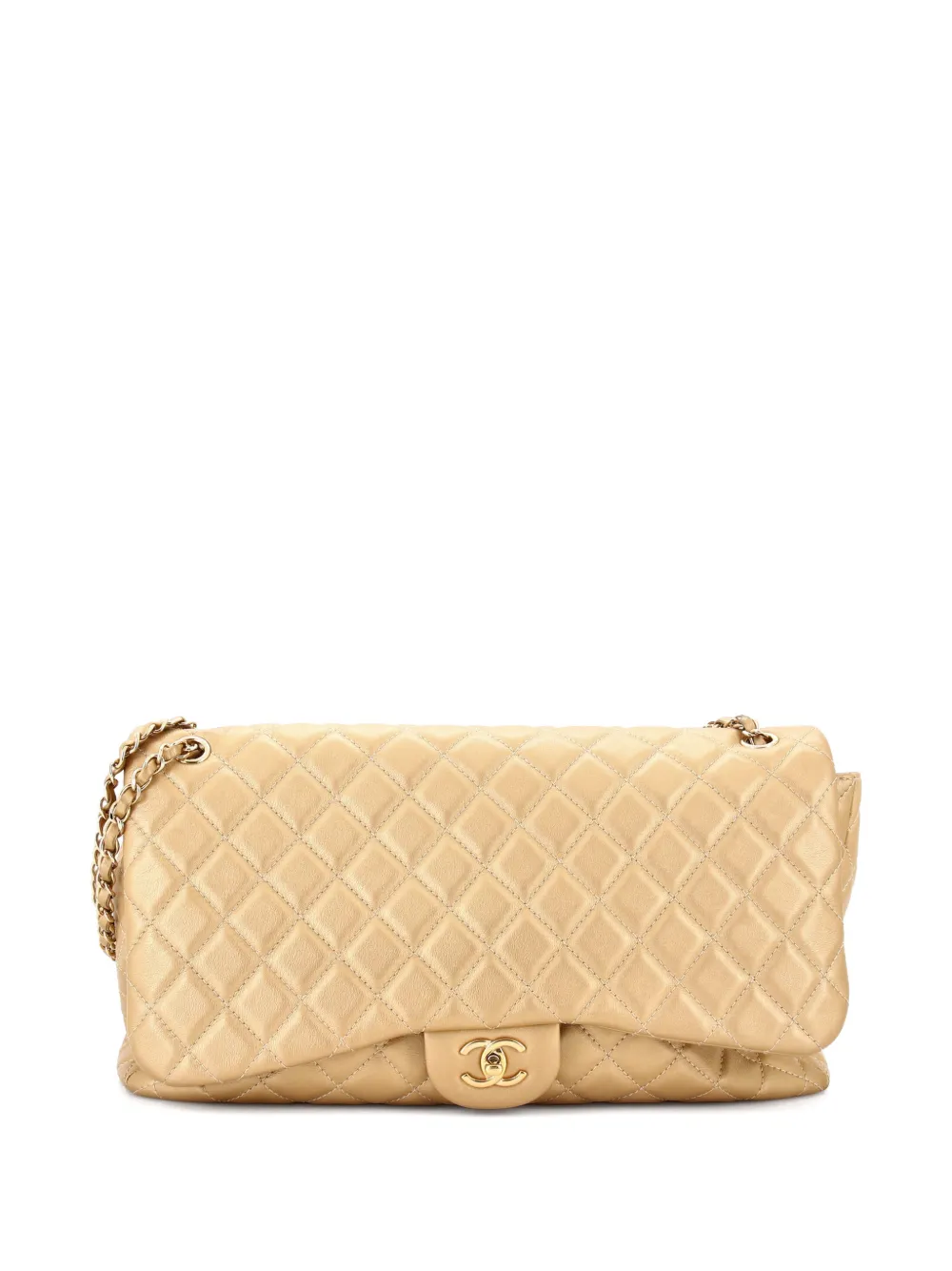 Pre-owned Chanel Xxl Travel Flap Bag Quilted Calfskin Small Shoulder Bag In Gold
