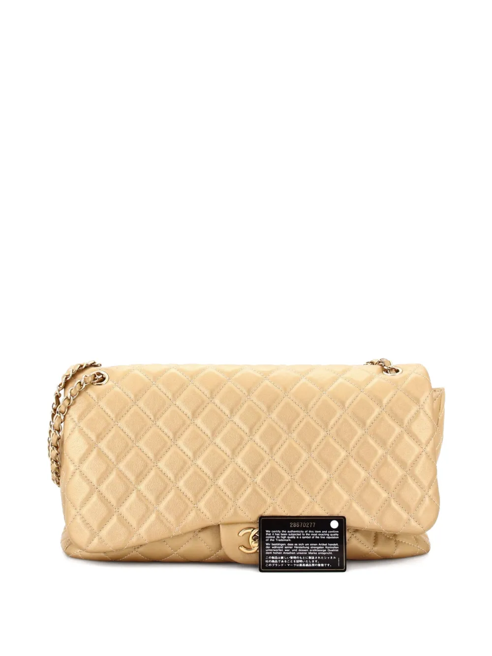 Pre-owned Chanel Xxl Travel Flap Bag Quilted Calfskin Small Shoulder Bag In Gold