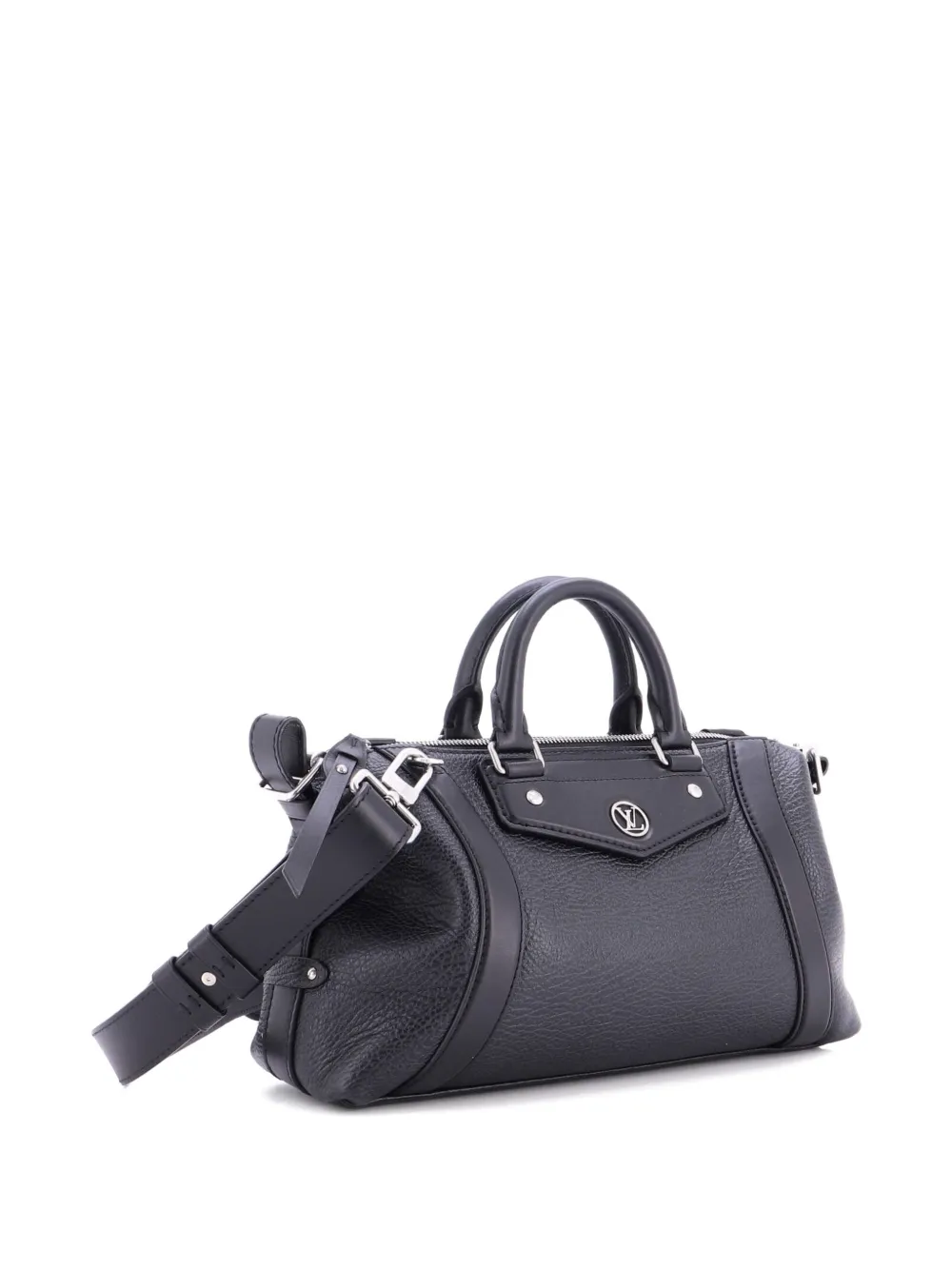 Pre-owned Louis Vuitton Lv Biker Bag Leather Pm Satchel In Black