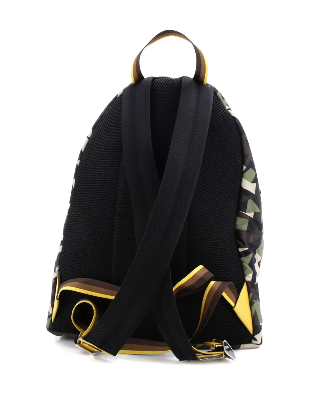 Pre-owned Fendi Front Pocket Printed Nylon Large Backpack In Brown