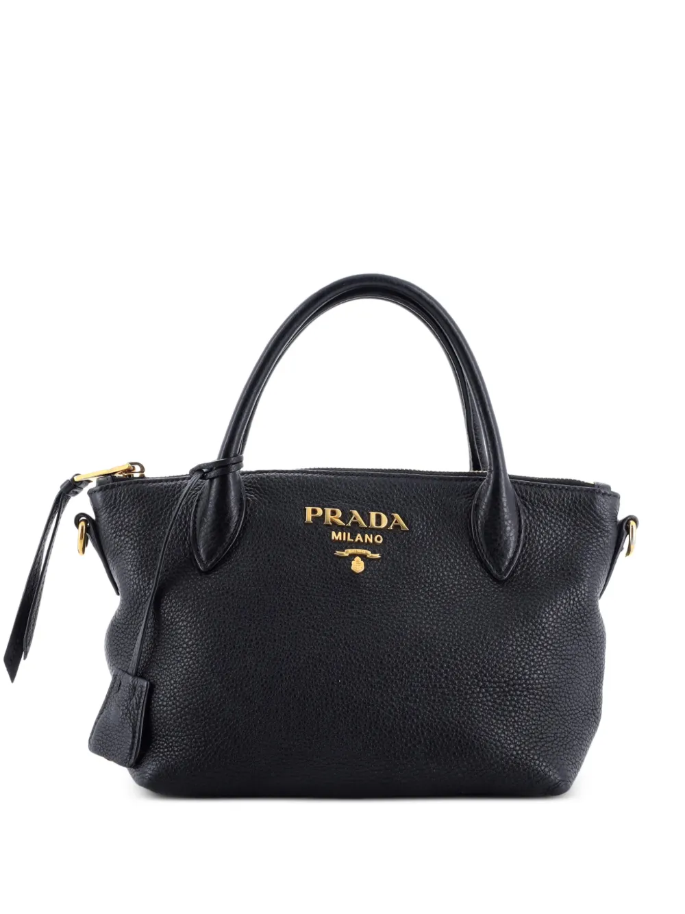 Prada Pre-Owned Dual Strap Zip Tote Vitello Daino Small shoulder bag - Nero