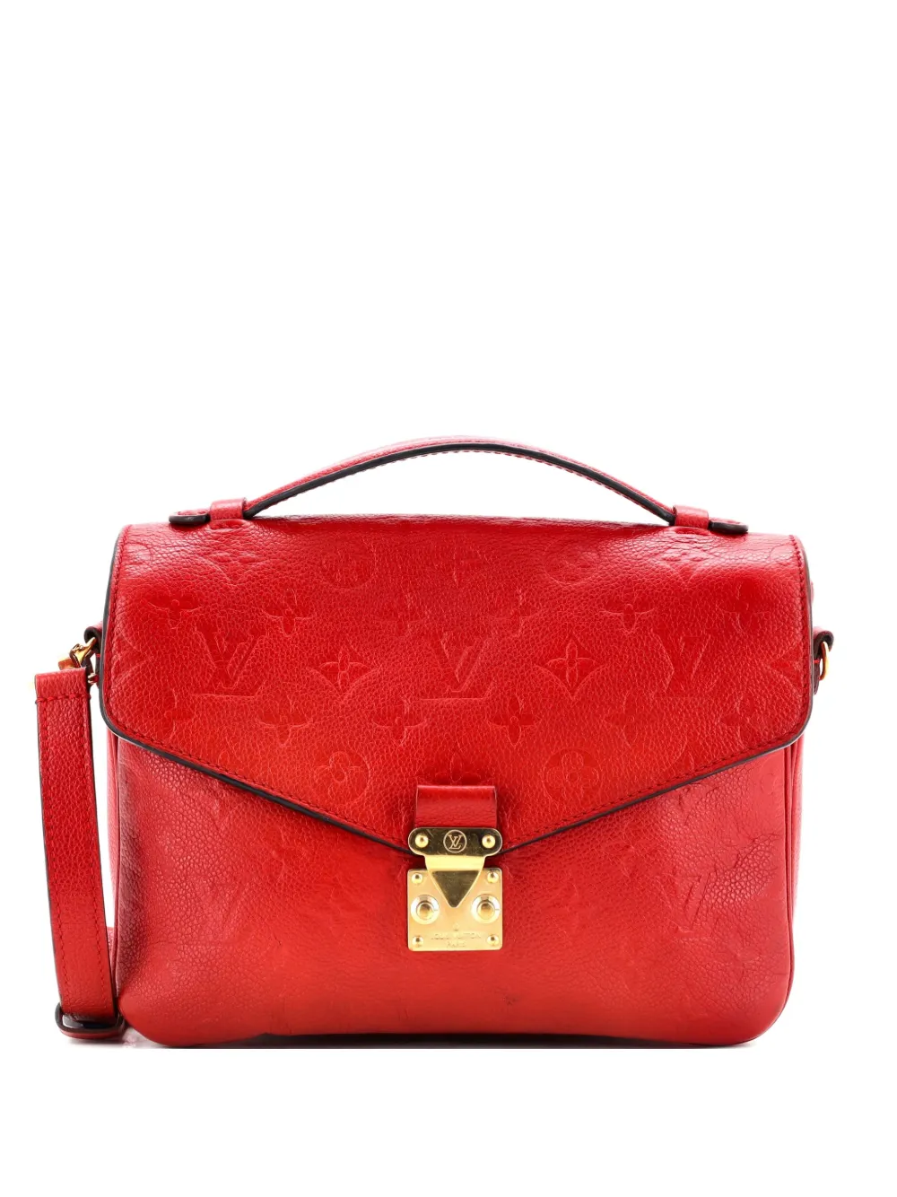 Pre-owned Louis Vuitton Pochette Metis Monogram Empreinte Leather Crossbody Bag In Red
