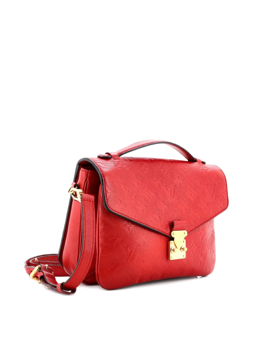 Pre-owned Louis Vuitton Pochette Metis Monogram Empreinte Leather Crossbody Bag In Red