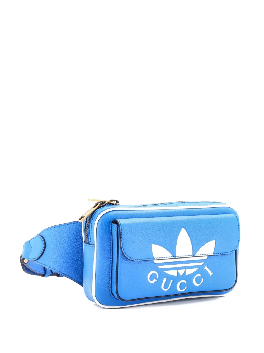 Pre-owned Gucci X Adidas Zip Leather Belt Bag In Blue
