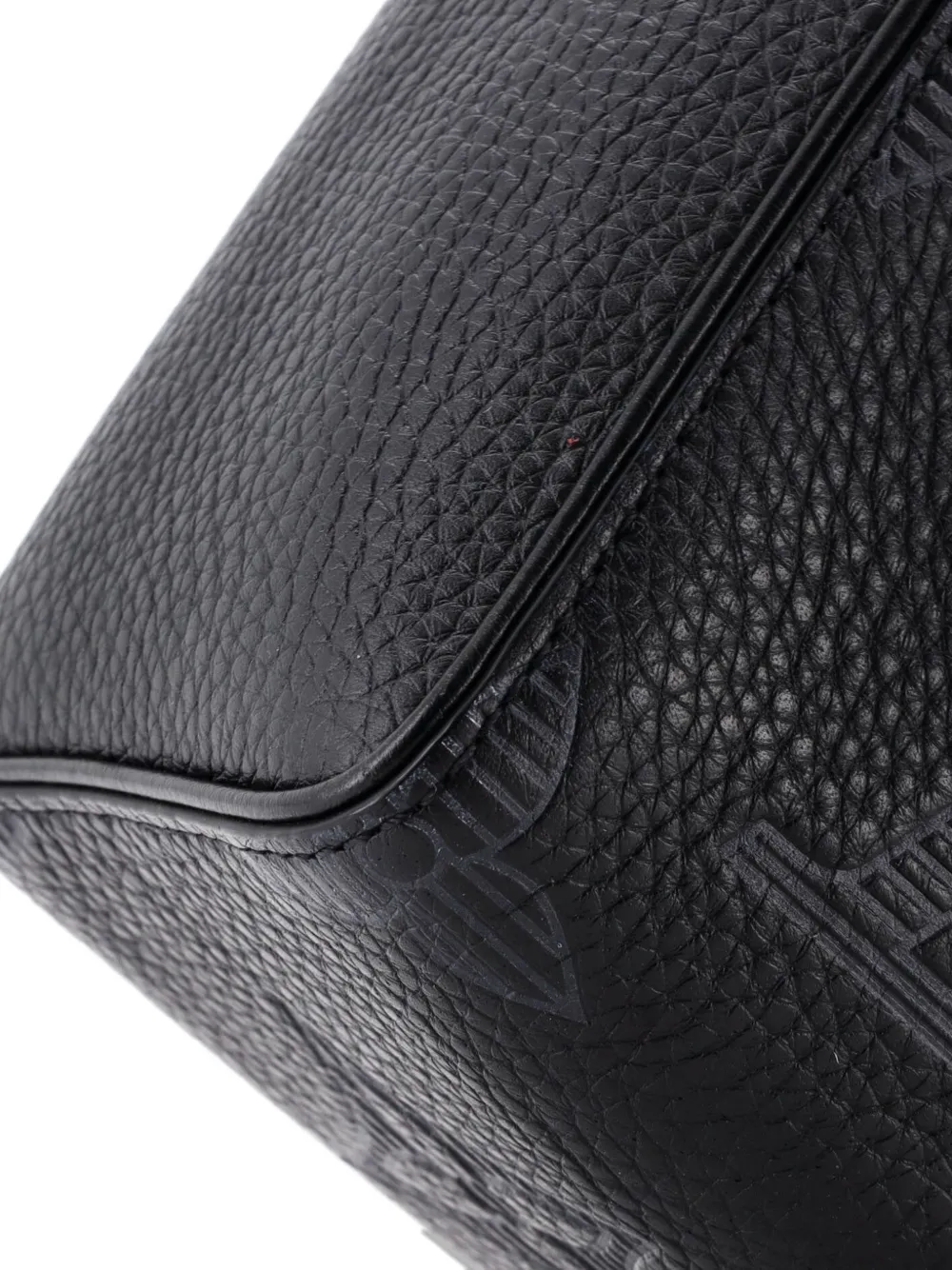 Pre-owned Louis Vuitton Wash Pouch Monogram Shadow Giant Taurillon Leather Clutch Bag In Black