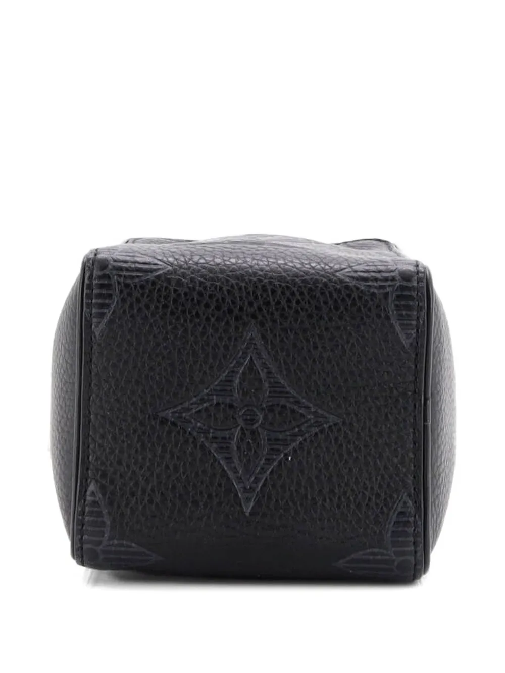 Pre-owned Louis Vuitton Wash Pouch Monogram Shadow Giant Taurillon Leather Clutch Bag In Black